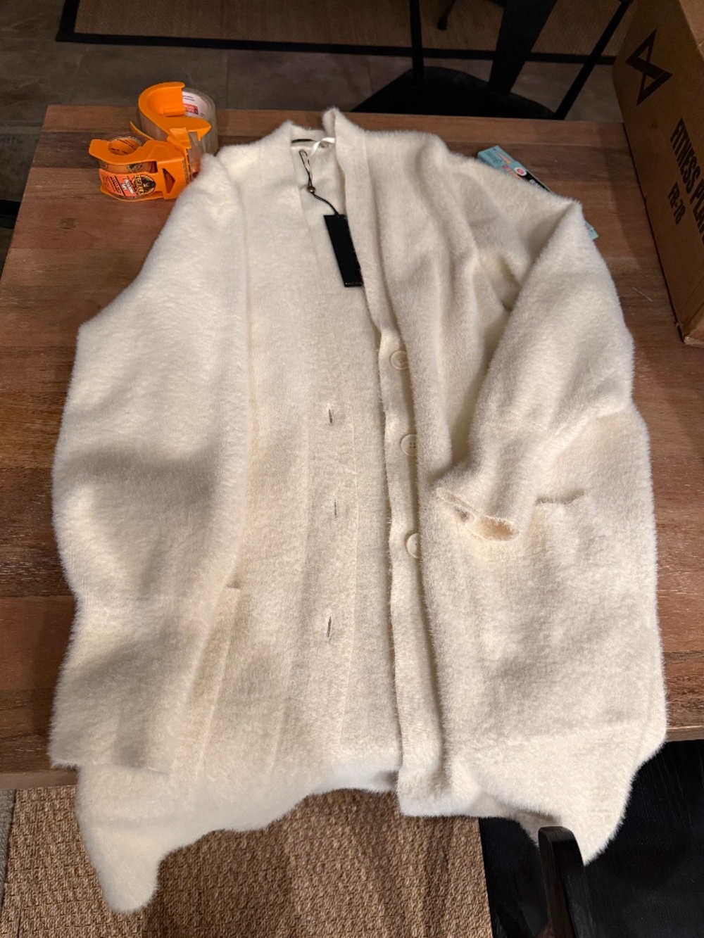 Kobi Halperin Ivory Plush Fuzzy Cardigan Sweater
